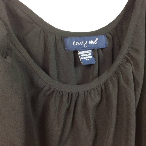 Envy Me M Ruffle Shoulder Purple Black Dress - Picture 3 of 4